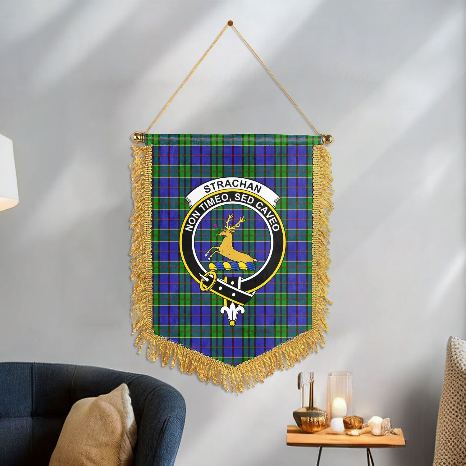 Strachan Tartan Crest Wall Hanging Banner