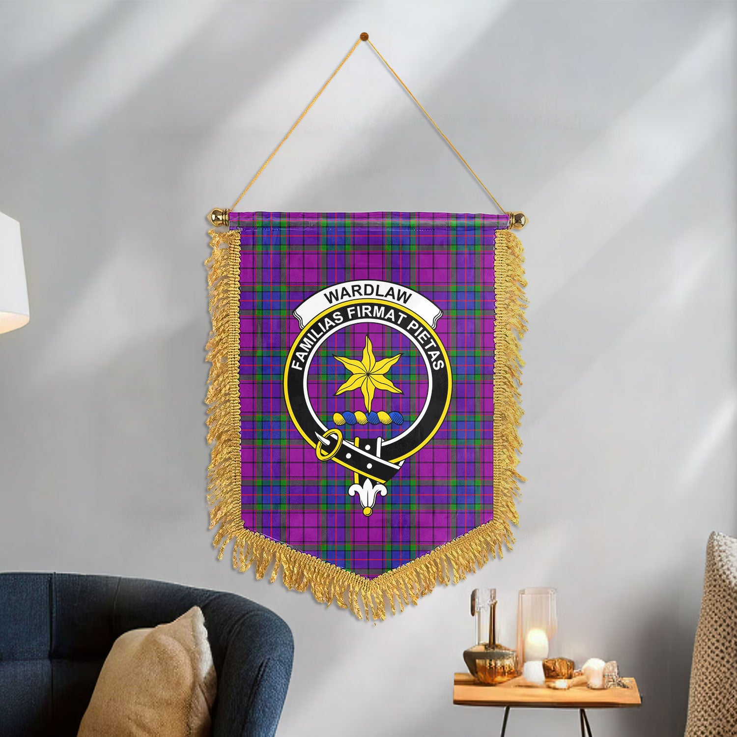 Wardlaw Modern Tartan Crest Wall Hanging Banner