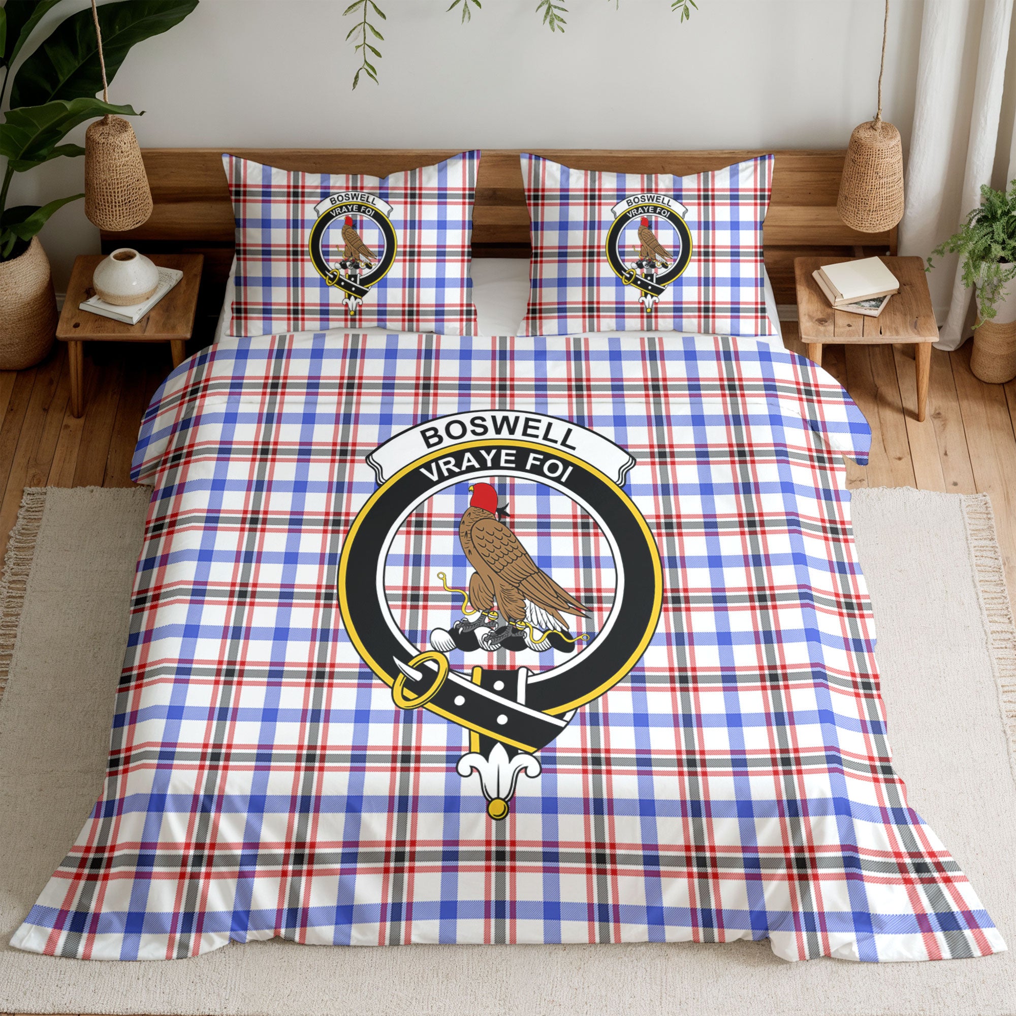 Boswell Modern Tartan Crest Bedding Set