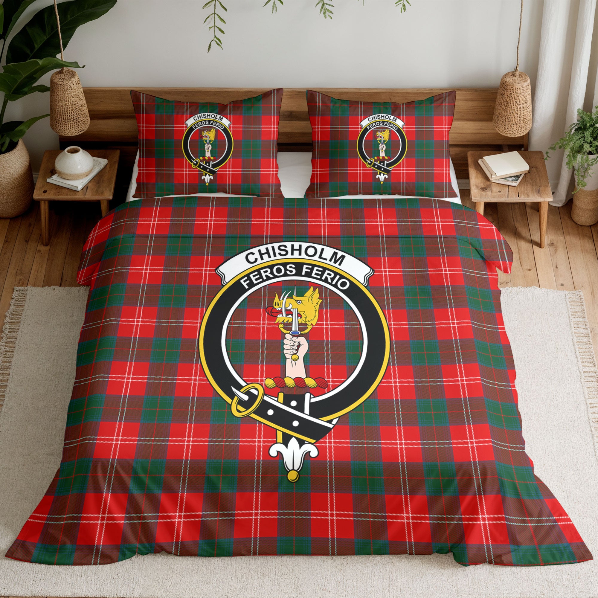 Chisholm Modern Tartan Crest Bedding Set