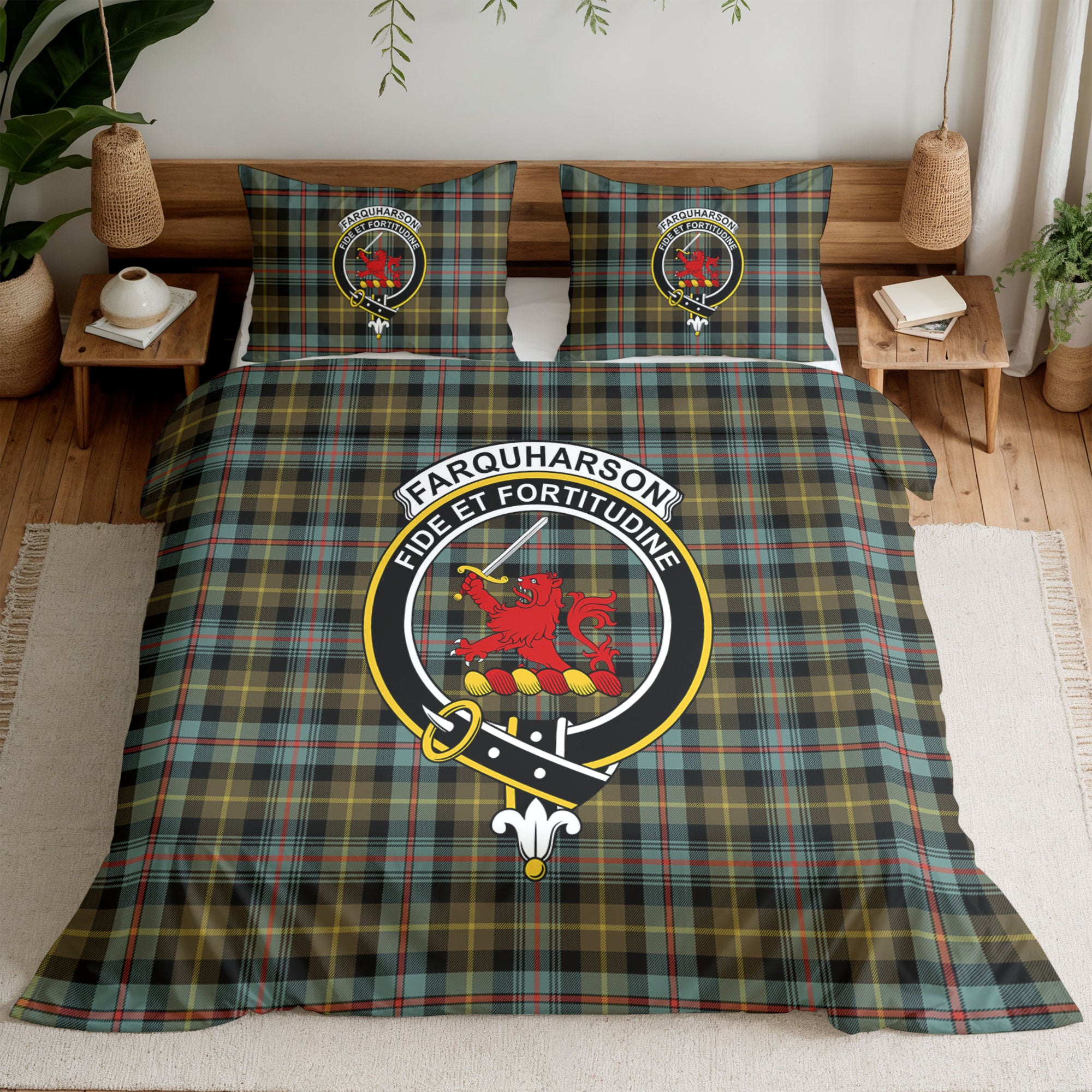 Farquharson Weathered Tartan Crest Bedding Set
