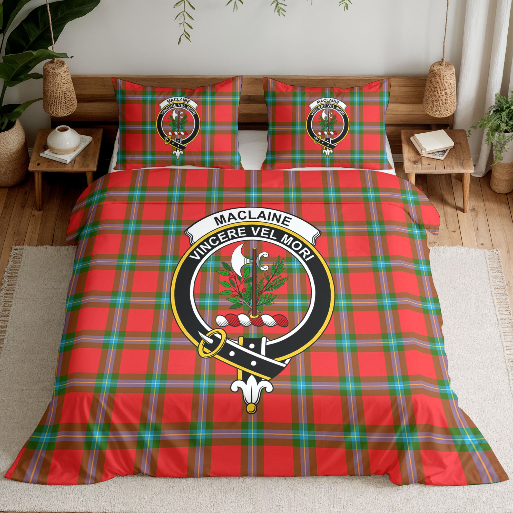 MacLaine of Loch Buie Tartan Crest Bedding Set