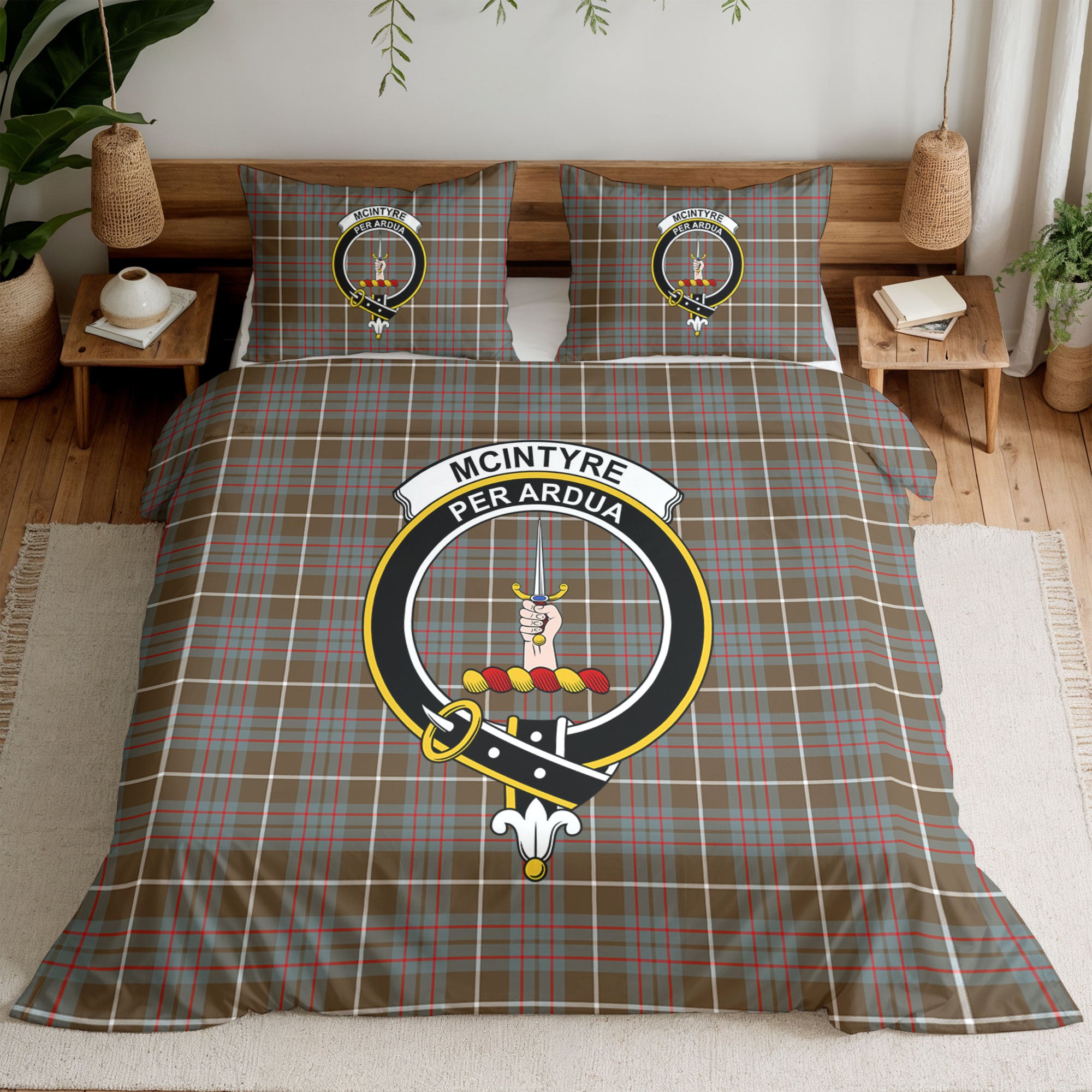 McIntyre Hunting Weathered Tartan Crest Bedding Set
