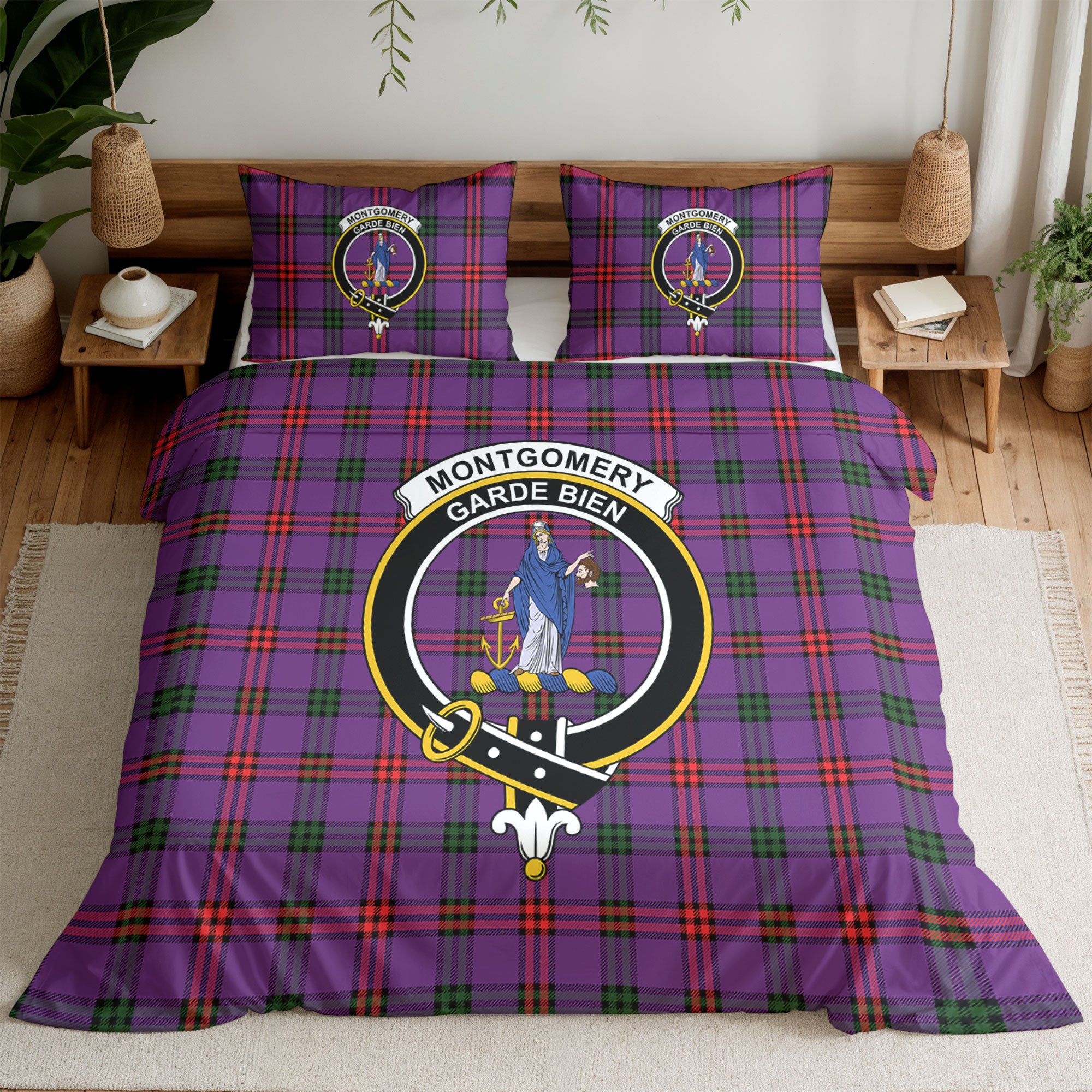 Montgomery Modern Tartan Crest Bedding Set