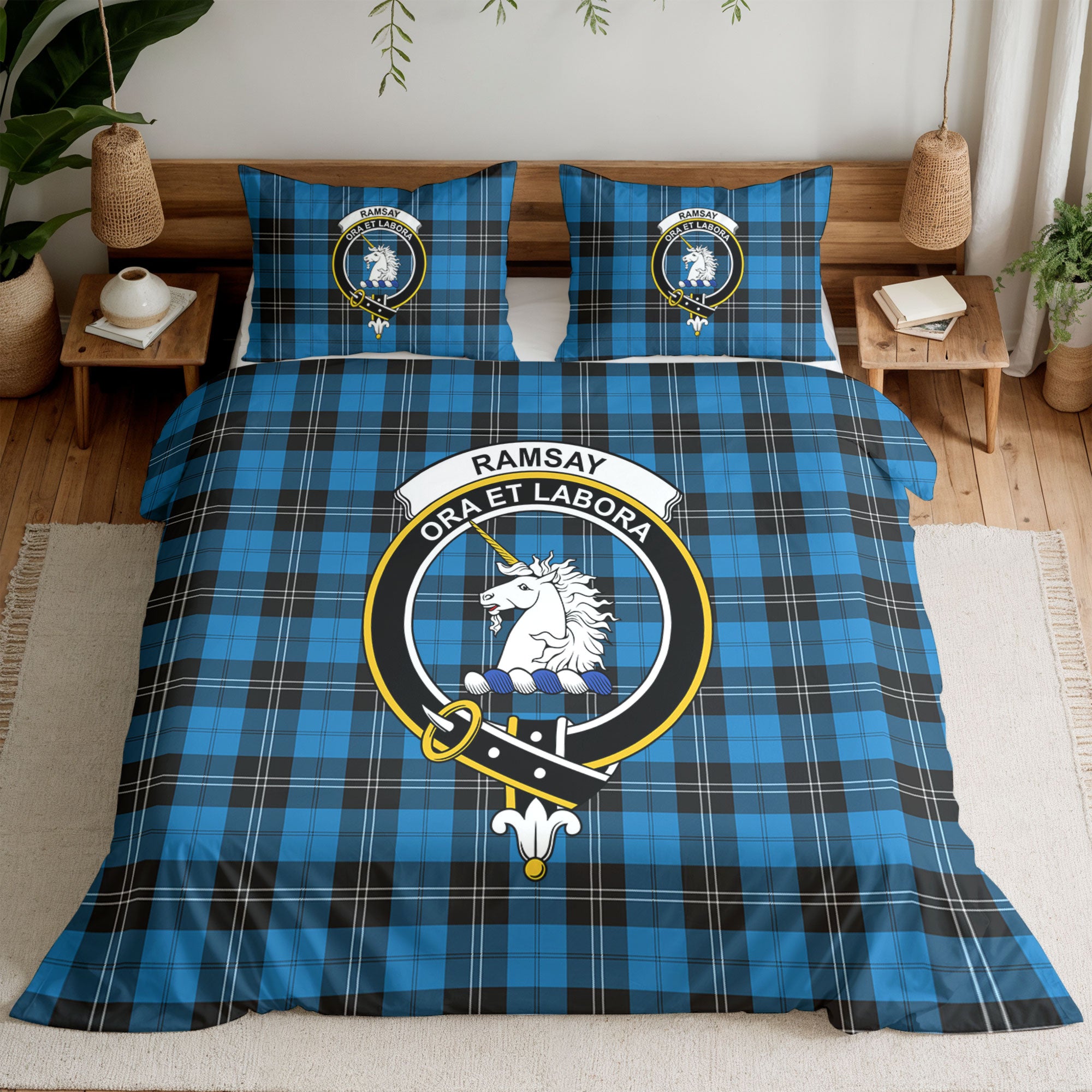 Ramsay Blue Ancient Tartan Crest Bedding Set