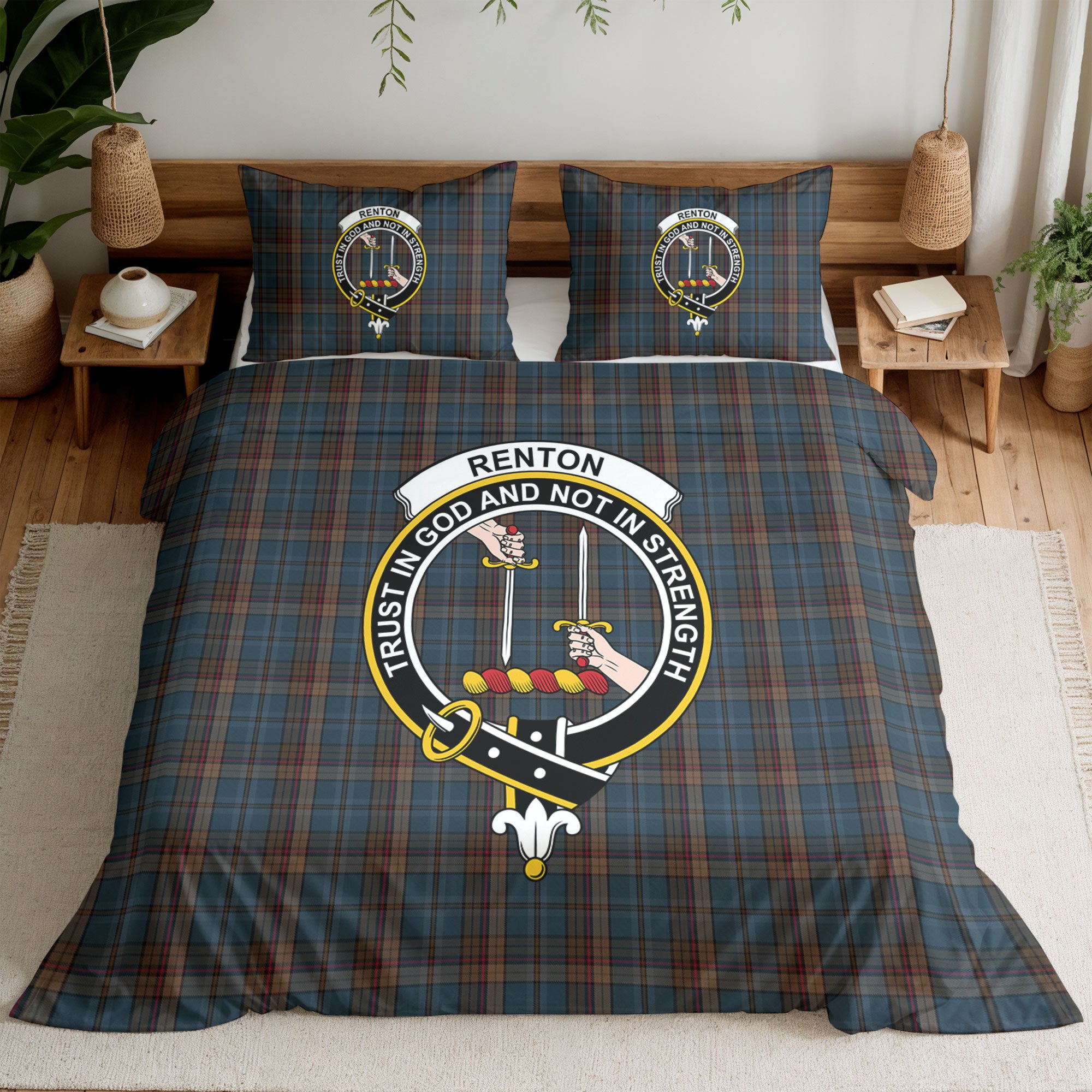 Renton Tartan Crest Bedding Set