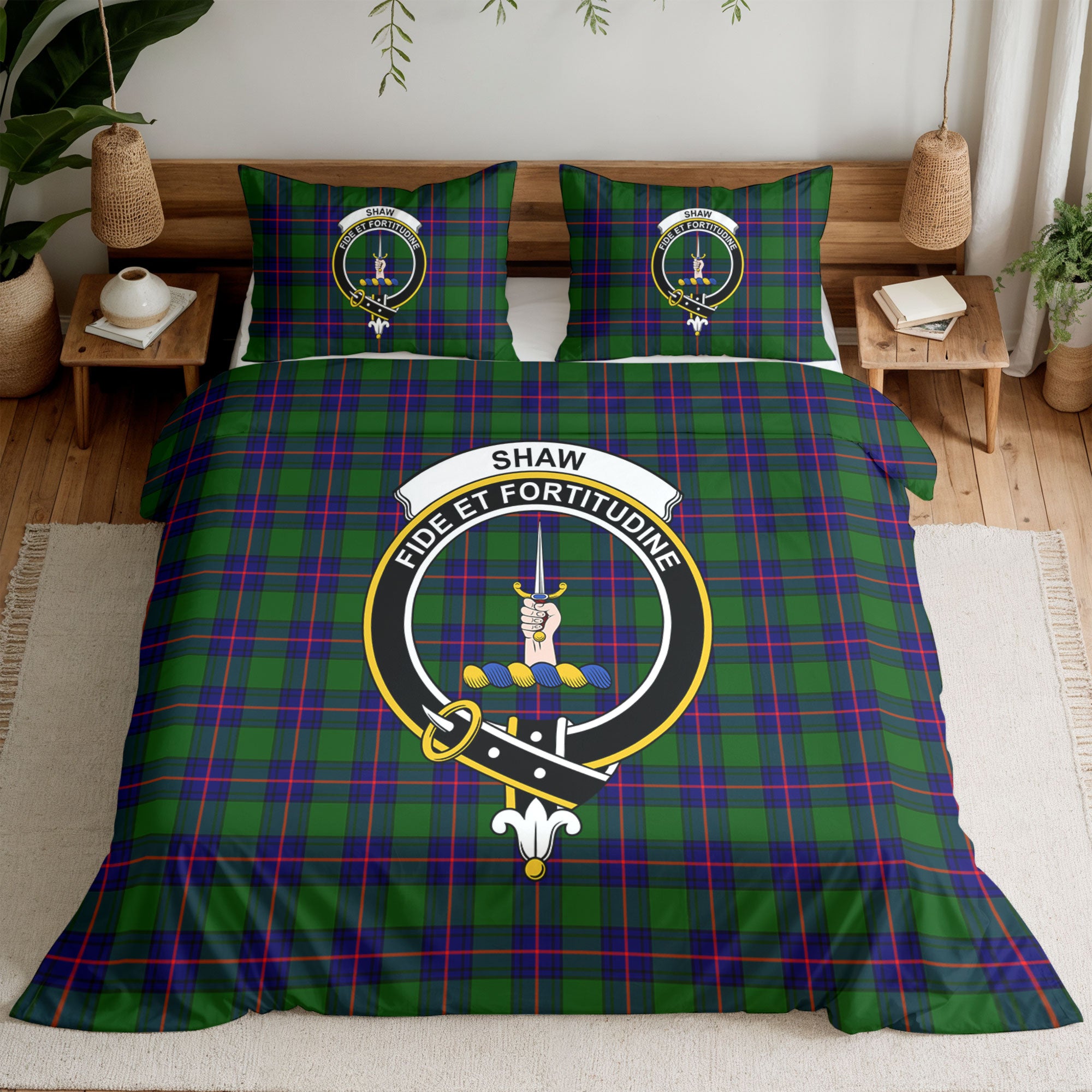 Shaw Modern Tartan Crest Bedding Set