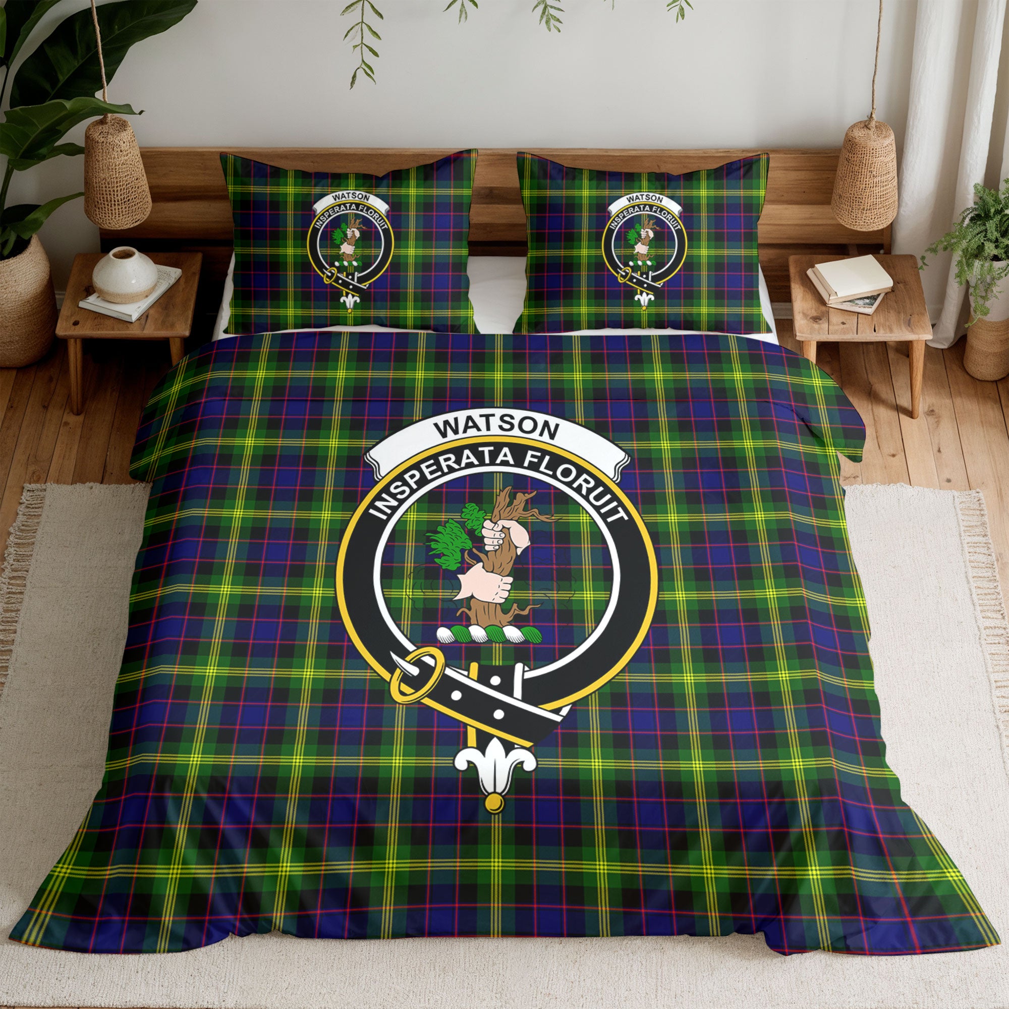 Watson Modern Tartan Crest Bedding Set