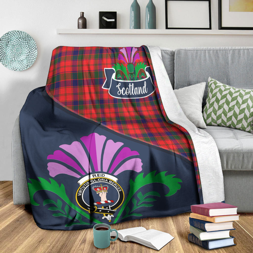 Reid Modern Tartan Crest Premium Blanket - Thistle Style