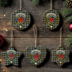 Farquharson Weathered Tartan Crest Christmas Ceramic Ornament