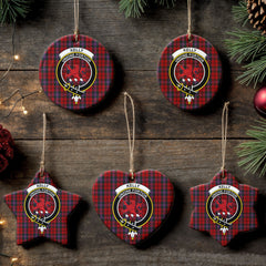 Kelly of Sleat Red Tartan Crest Christmas Ceramic Ornament