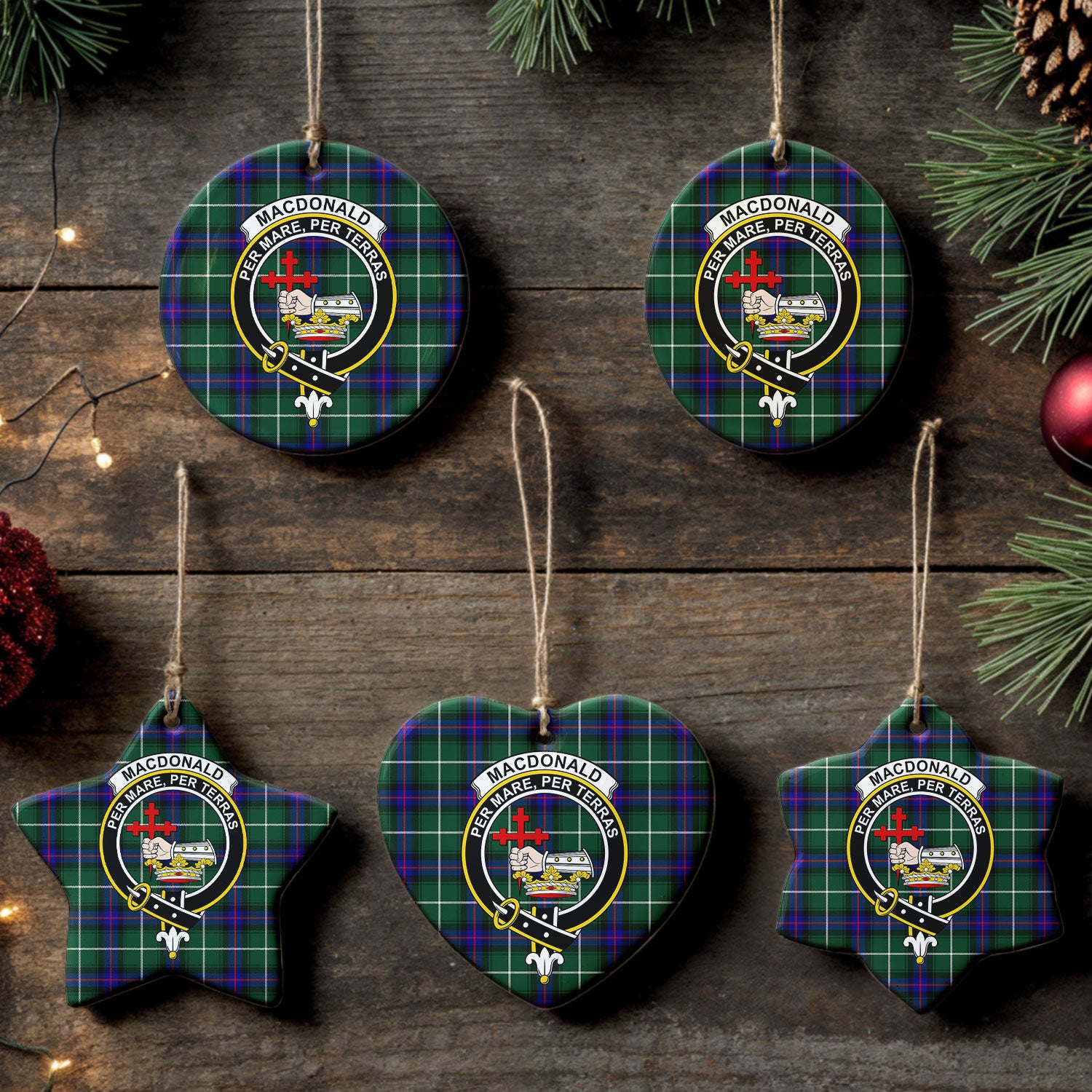 MacDonald of the Isles Hunting Modern Tartan Crest Christmas Ceramic Ornament