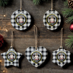 MacFarlane Black - White Tartan Crest Christmas Ceramic Ornament