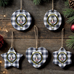 MacRae Dress Modern Tartan Crest Christmas Ceramic Ornament