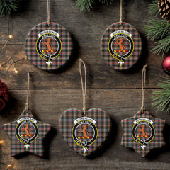 Sutherland Weathered Tartan Crest Christmas Ceramic Ornament