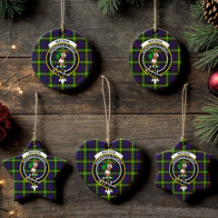 Watson Modern Tartan Crest Christmas Ceramic Ornament