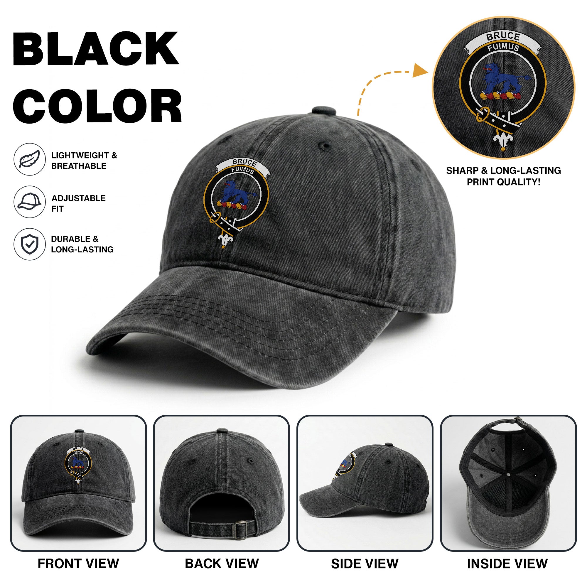 Bruce Crest Washed Classic Cap