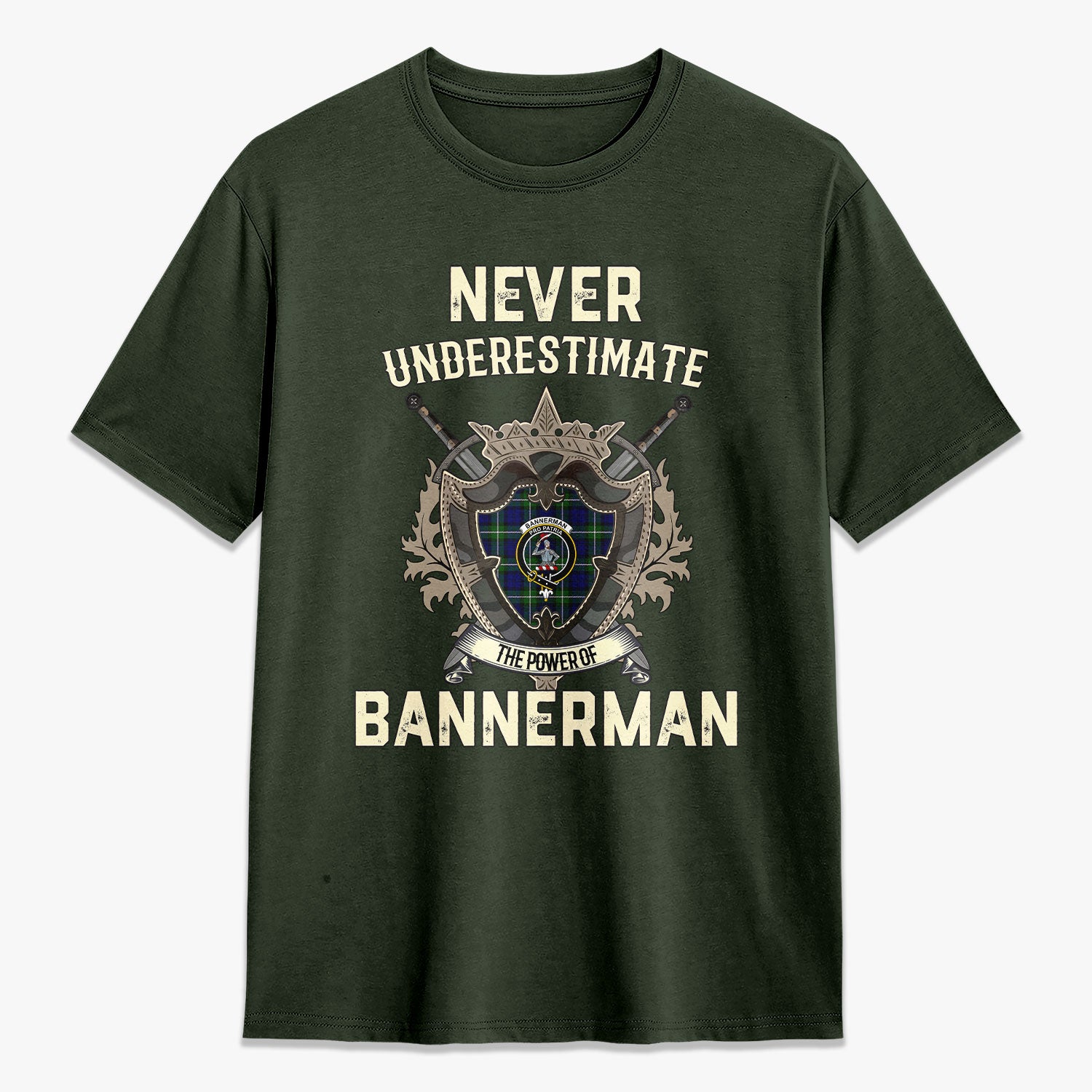 Bannerman Tartan Crest 2D T-shirt - Never Underestimate Style