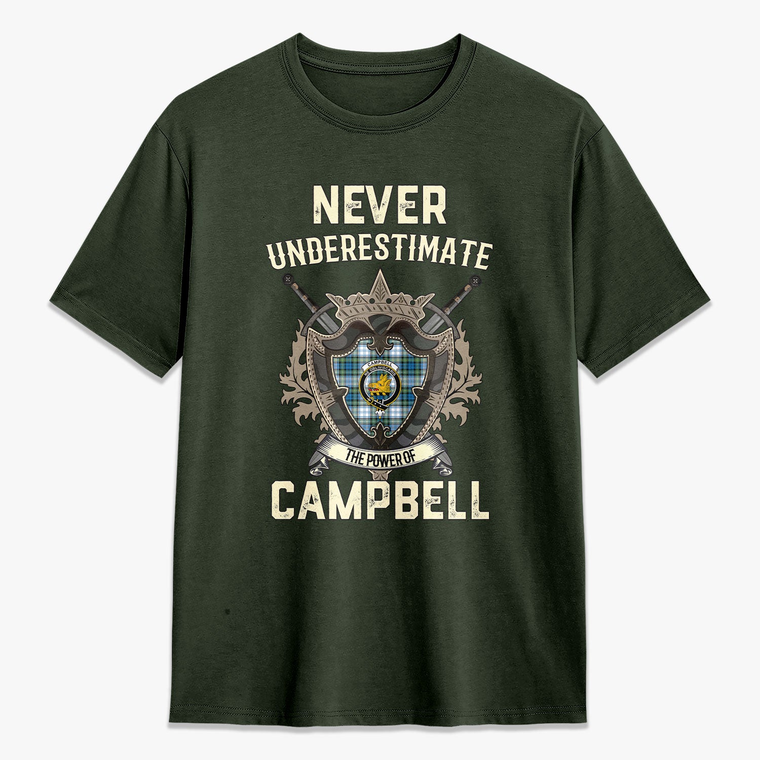 Campbell Dress Ancient Tartan Crest 2D T-shirt - Never Underestimate Style
