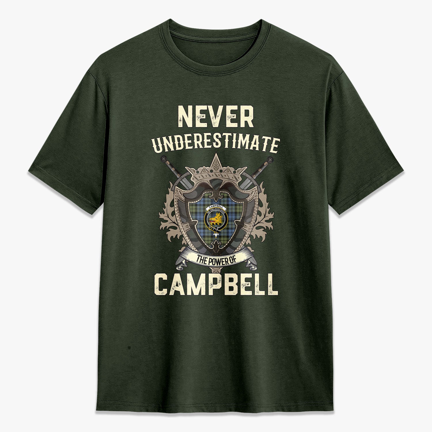 Campbell Faded Tartan Crest 2D T-shirt - Never Underestimate Style