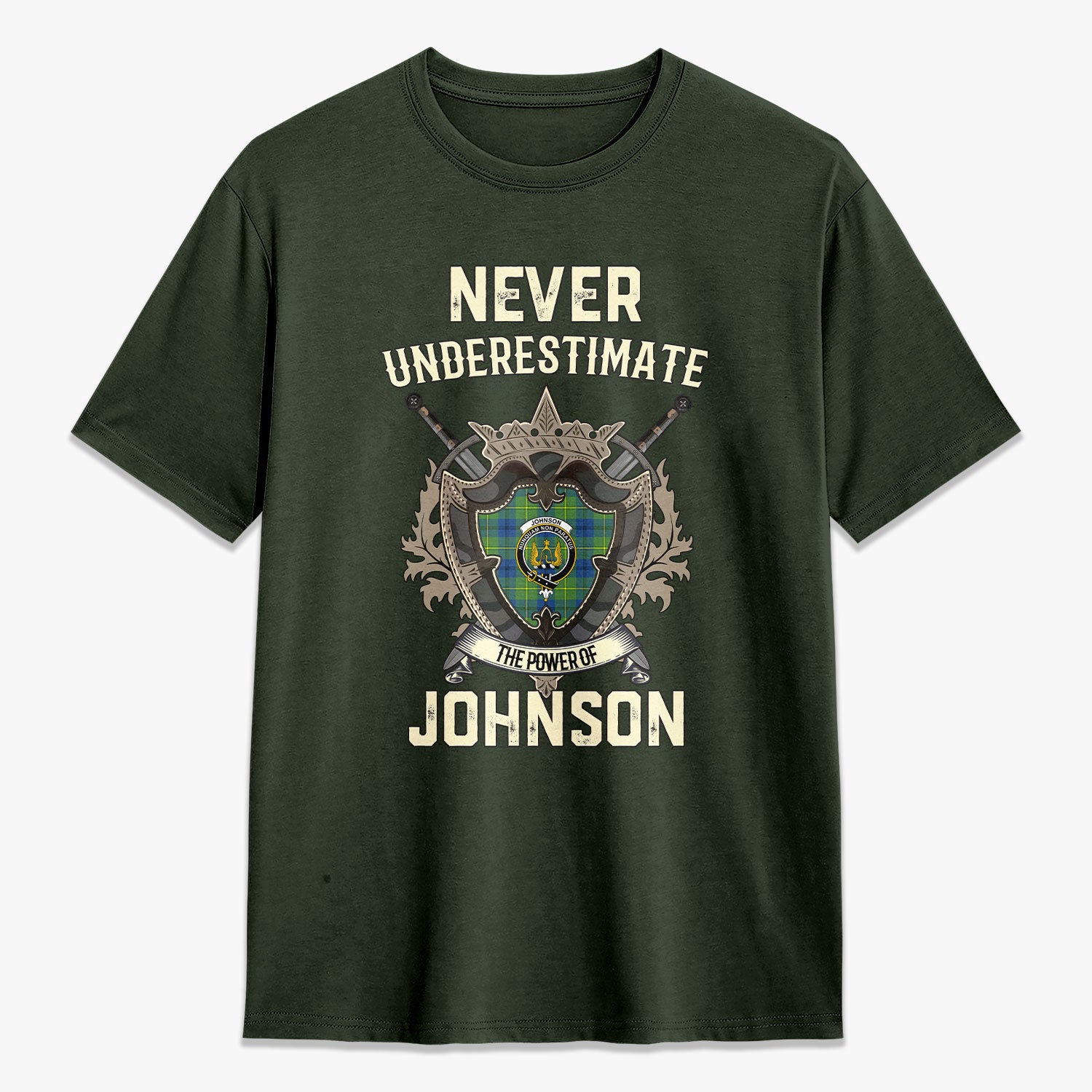 Johnson Ancient Tartan Crest 2D T-shirt - Never Underestimate Style