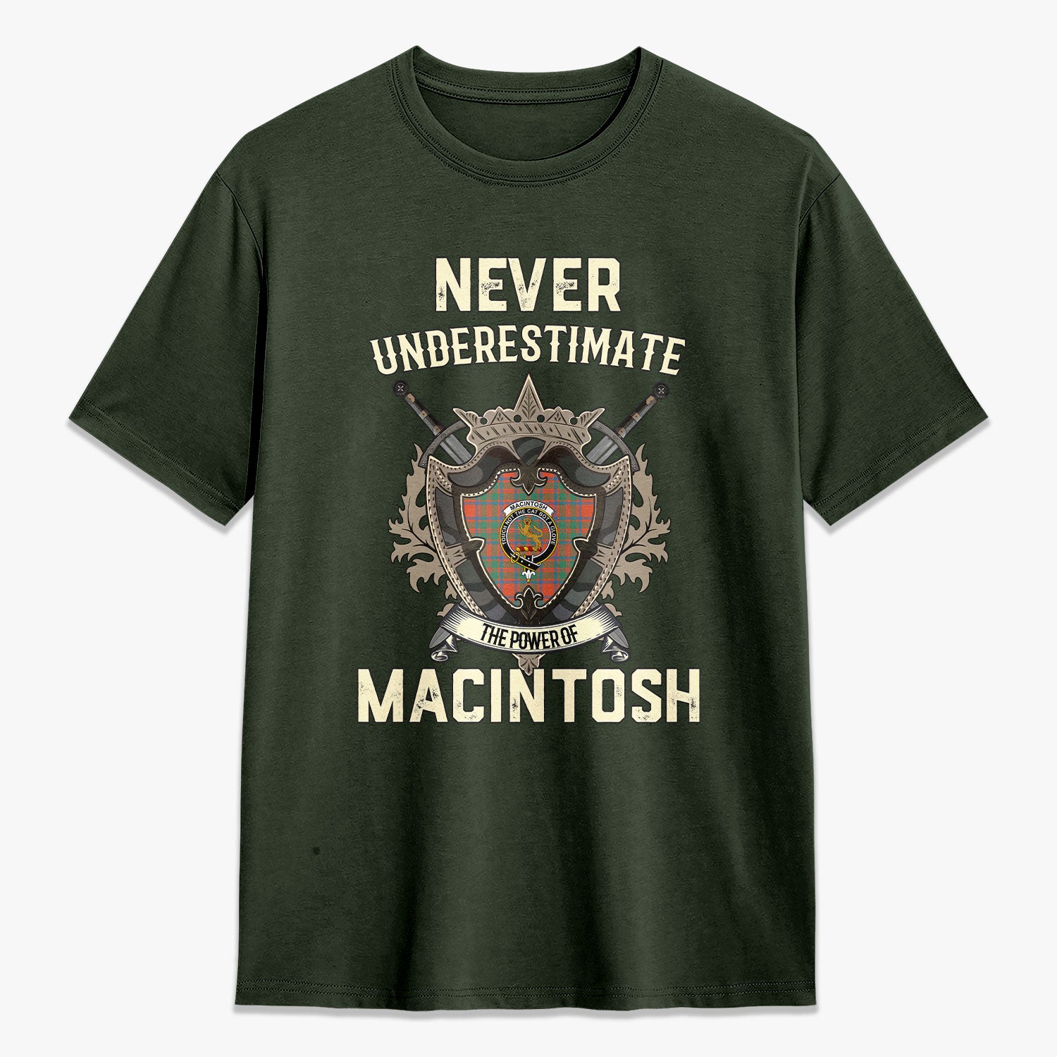 MacIntosh Ancient Tartan Crest 2D T-shirt - Never Underestimate Style