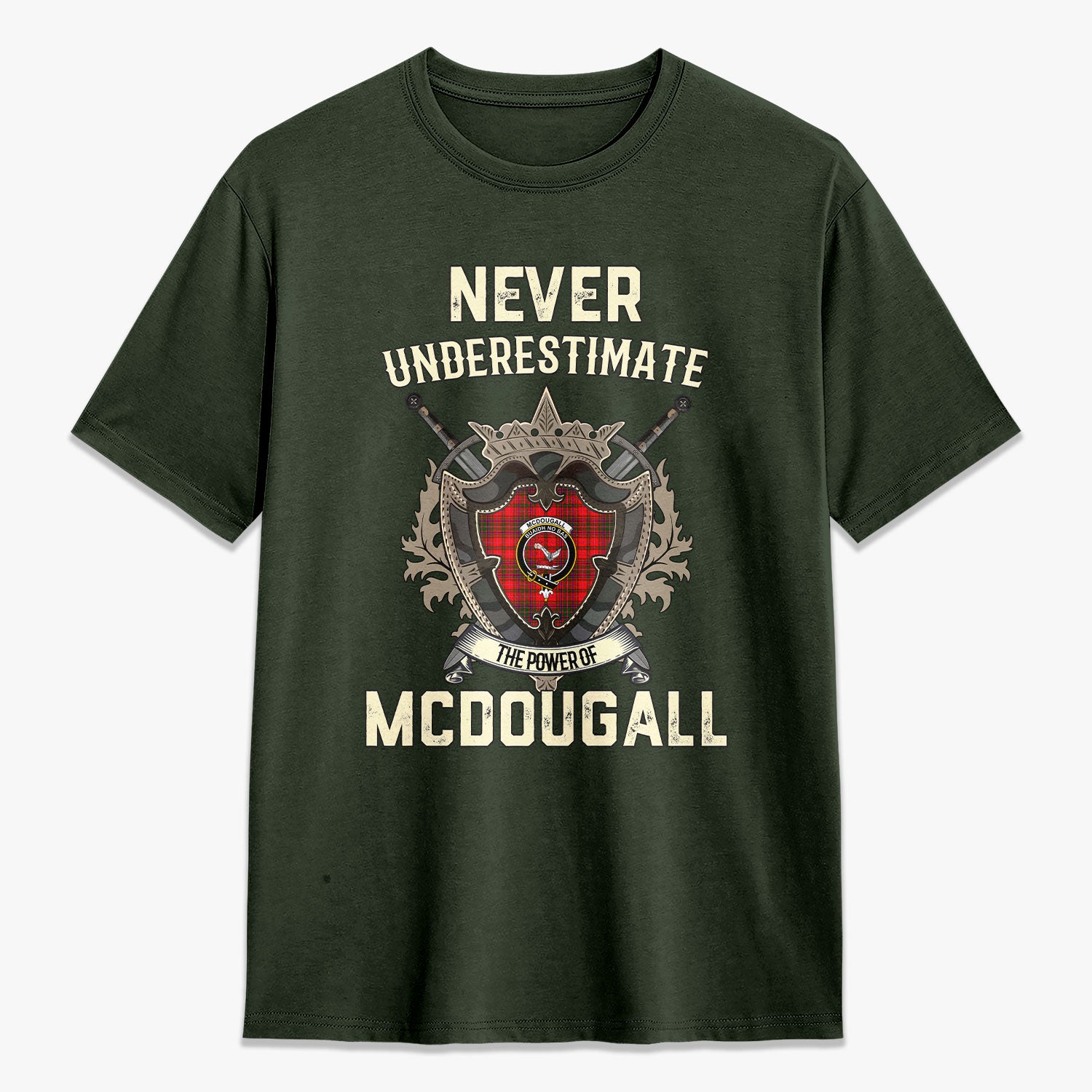 McDougall Modern Tartan Crest 2D T-shirt - Never Underestimate Style