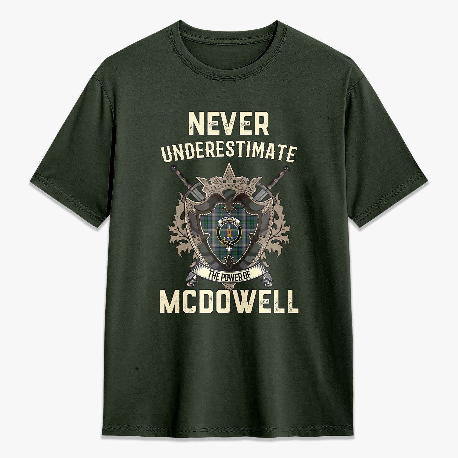 McDowell (MacDowell) Tartan Crest 2D T-shirt - Never Underestimate Style