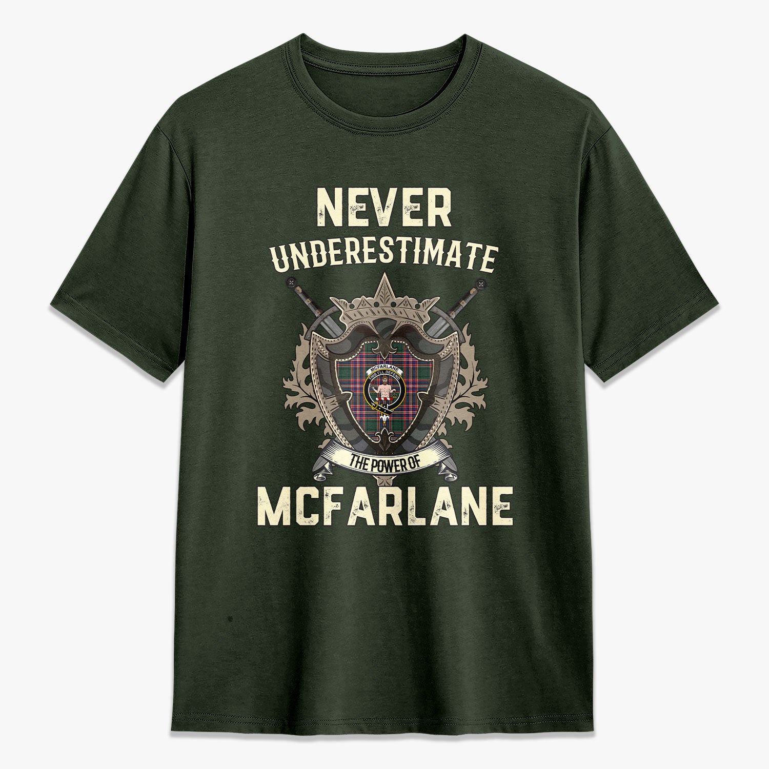 McFarlane Hunting Modern Tartan Crest 2D T-shirt - Never Underestimate Style