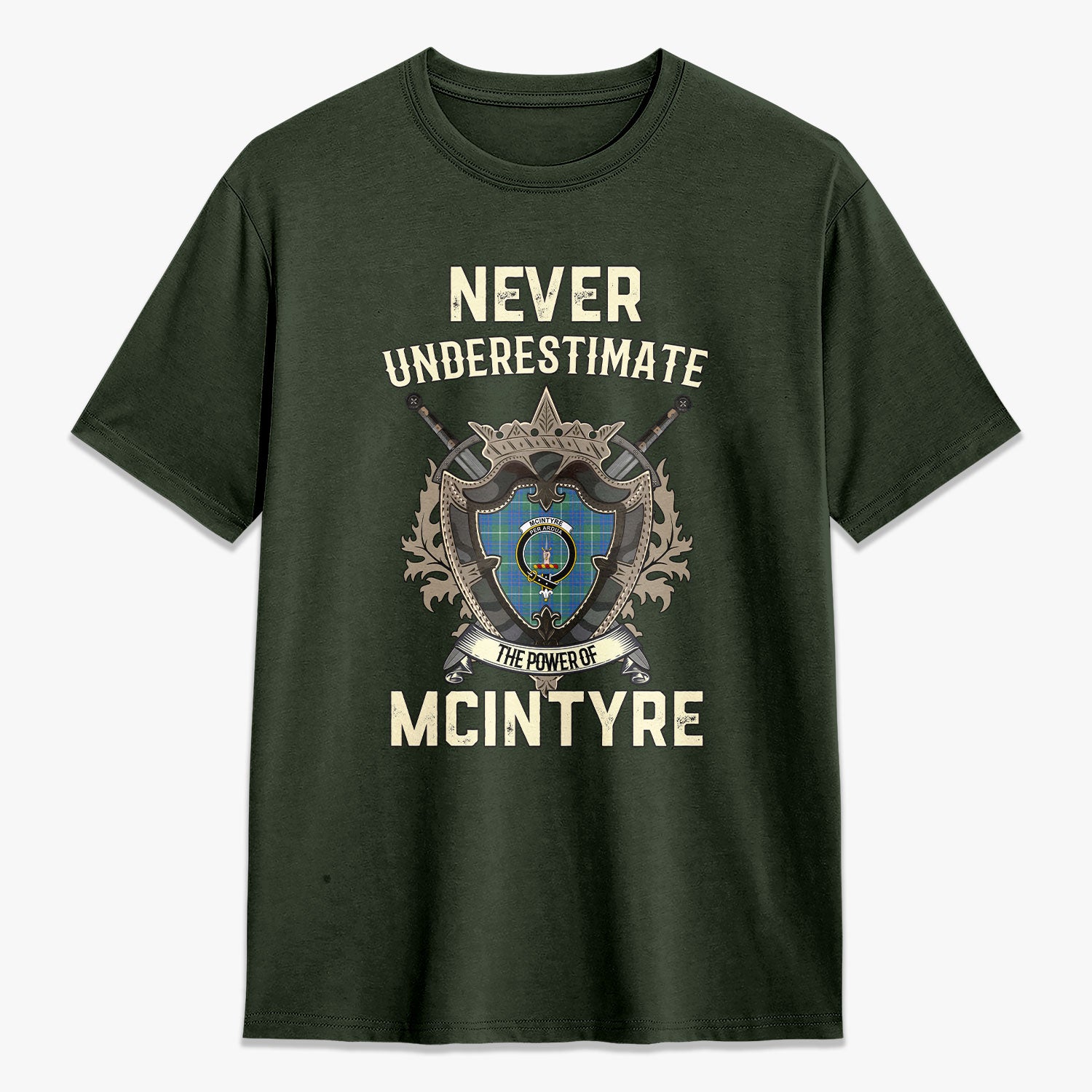 McIntyre Hunting Ancient Tartan Crest 2D T-shirt - Never Underestimate Style