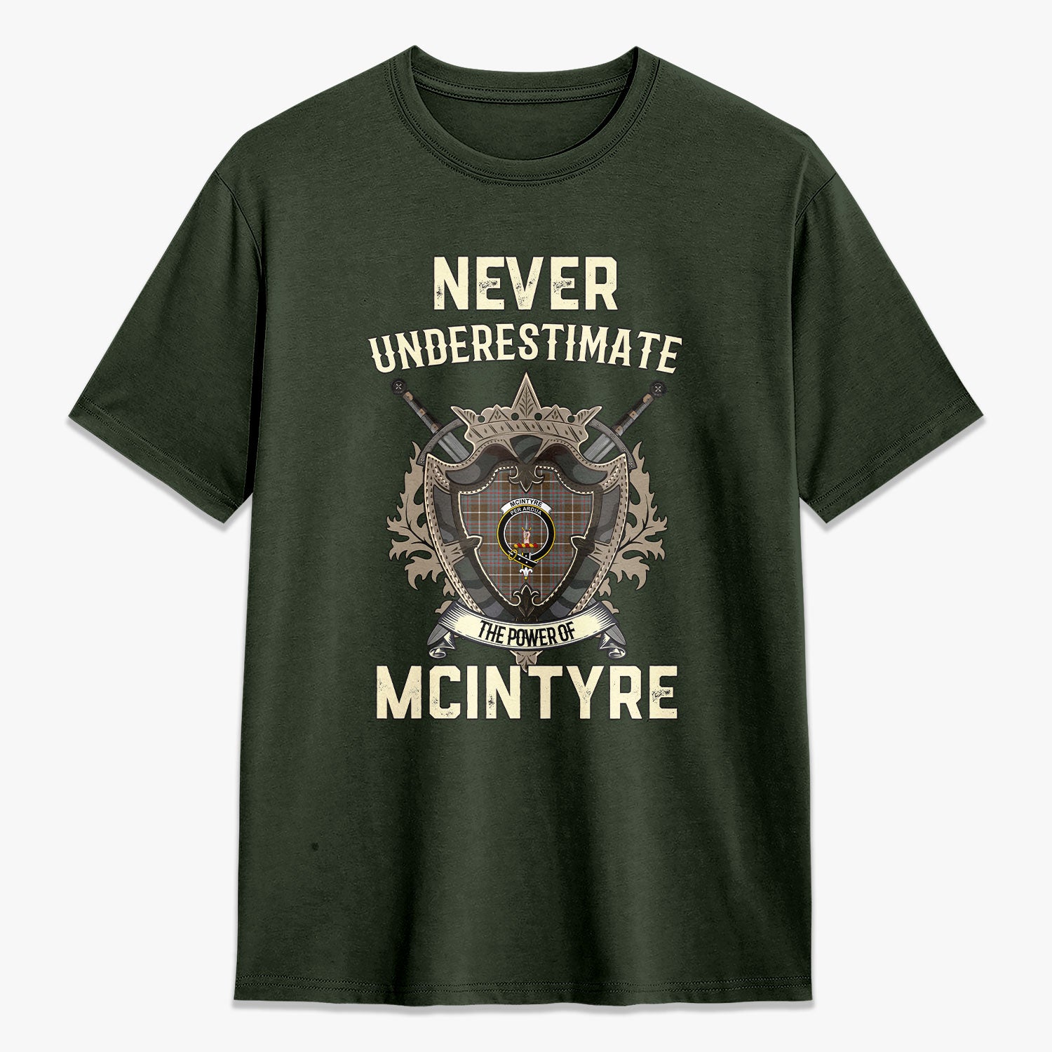 McIntyre Hunting Weathered Tartan Crest 2D T-shirt - Never Underestimate Style
