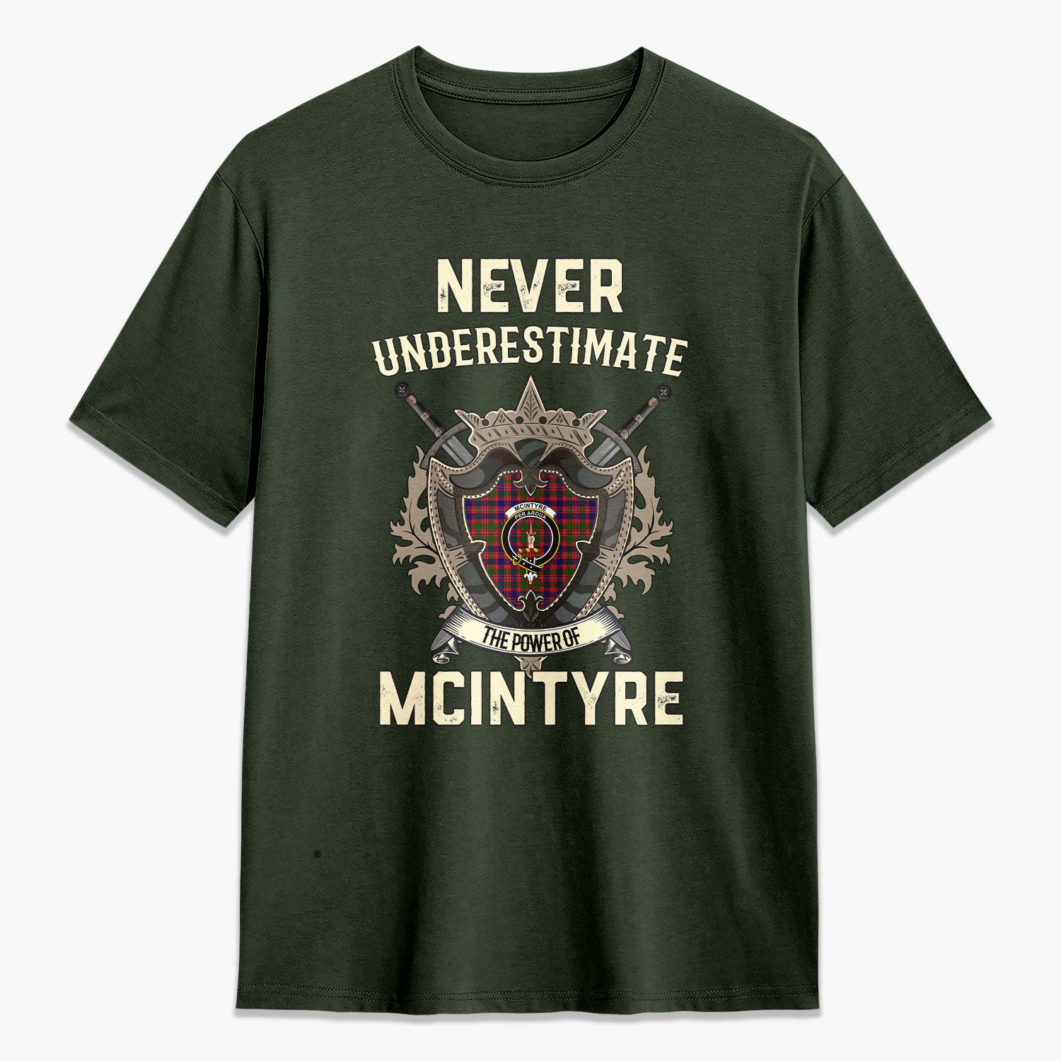 McIntyre Modern Tartan Crest 2D T-shirt - Never Underestimate Style