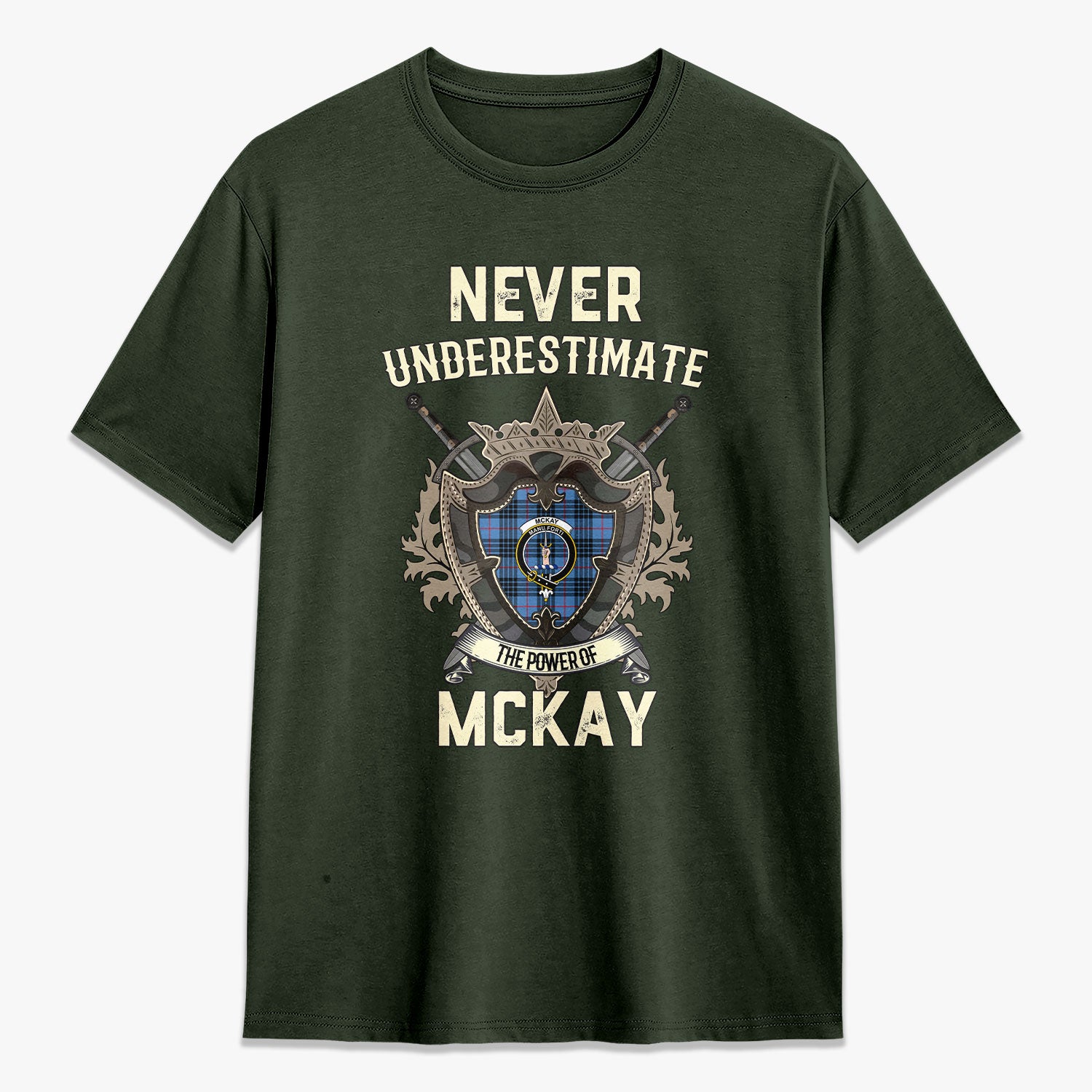 McKay Blue Tartan Crest 2D T-shirt - Never Underestimate Style
