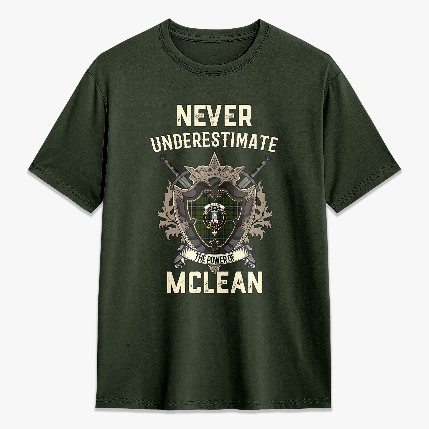 McLean Hunting Tartan Crest 2D T-shirt - Never Underestimate Style