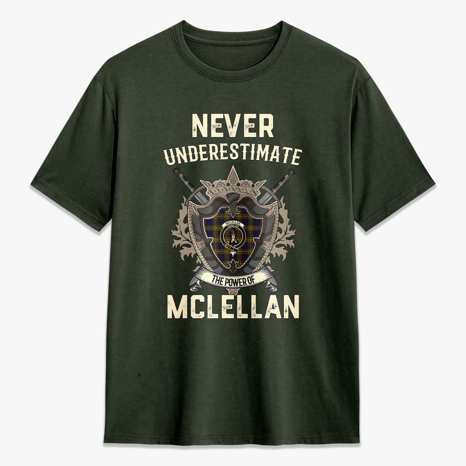 McLellan Modern Tartan Crest 2D T-shirt - Never Underestimate Style
