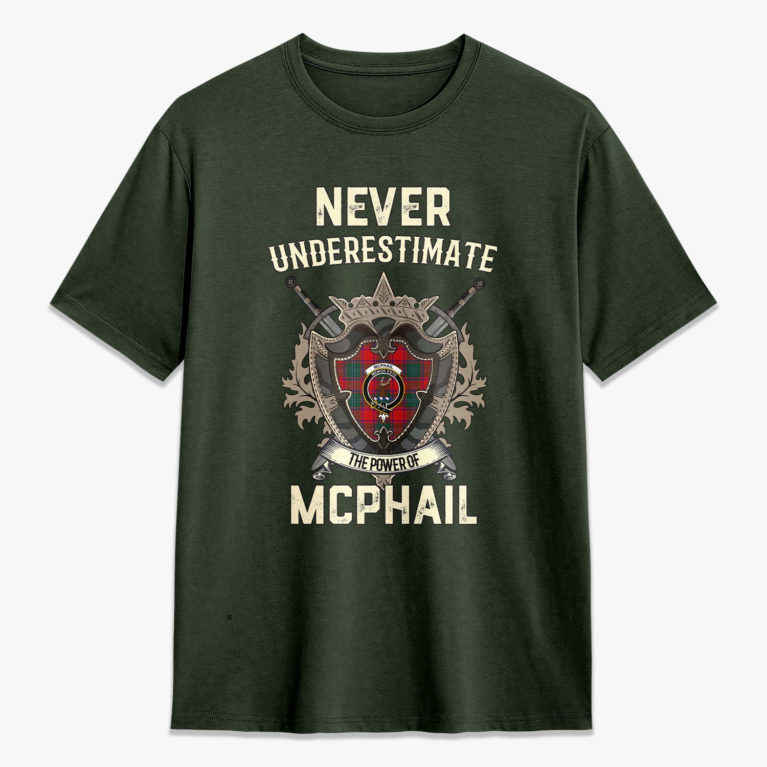 McPhail Clan Tartan Crest 2D T-shirt - Never Underestimate Style