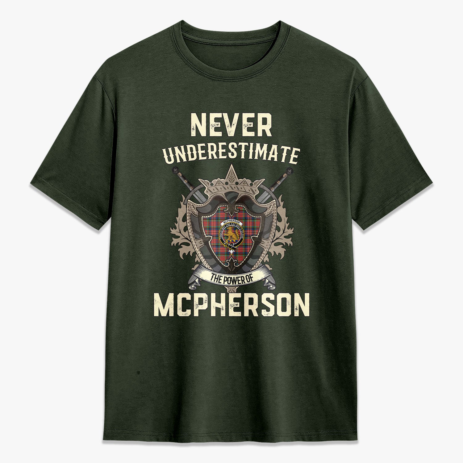 McPherson Ancient Tartan Crest 2D T-shirt - Never Underestimate Style