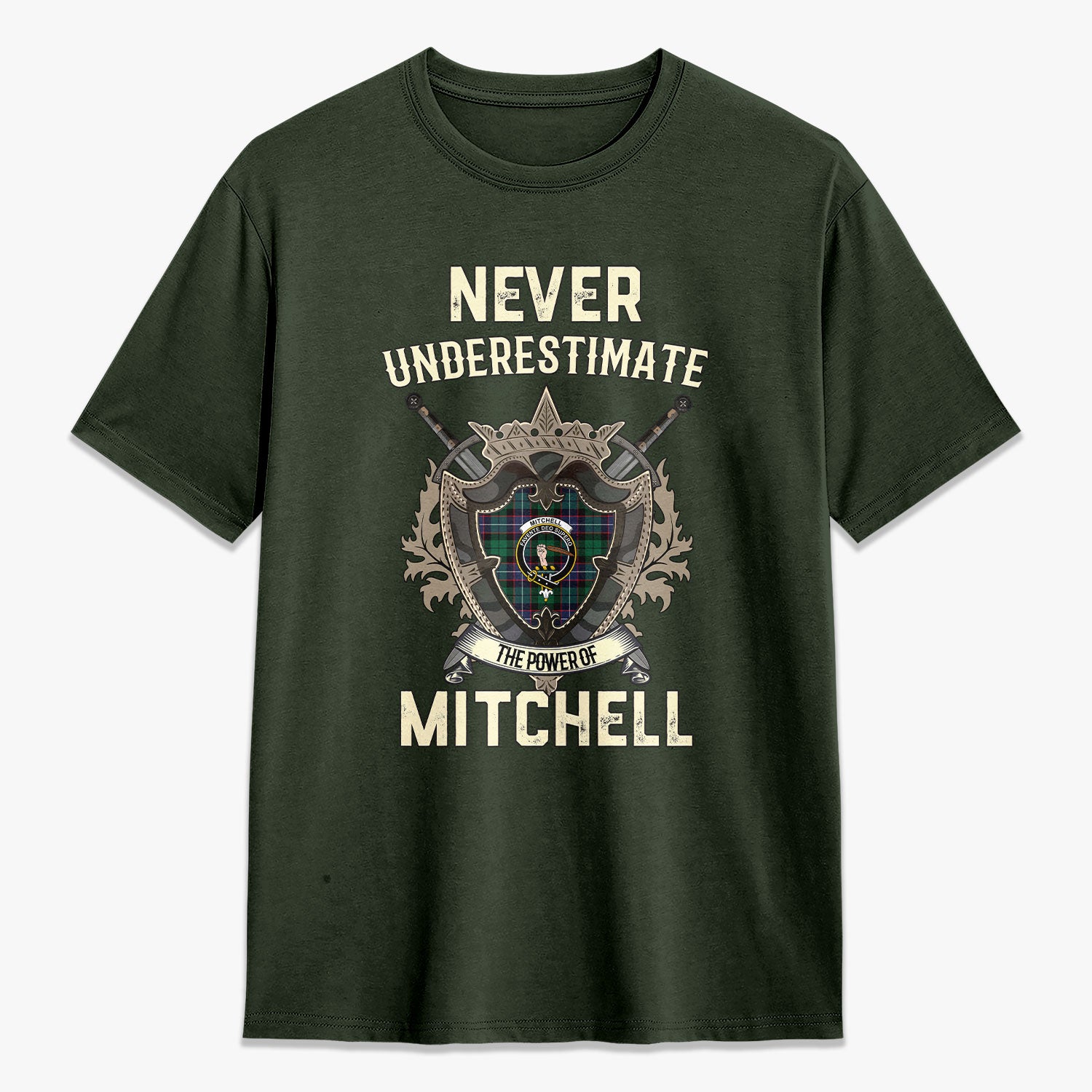 Mitchell Modern Tartan Crest 2D T-shirt - Never Underestimate Style