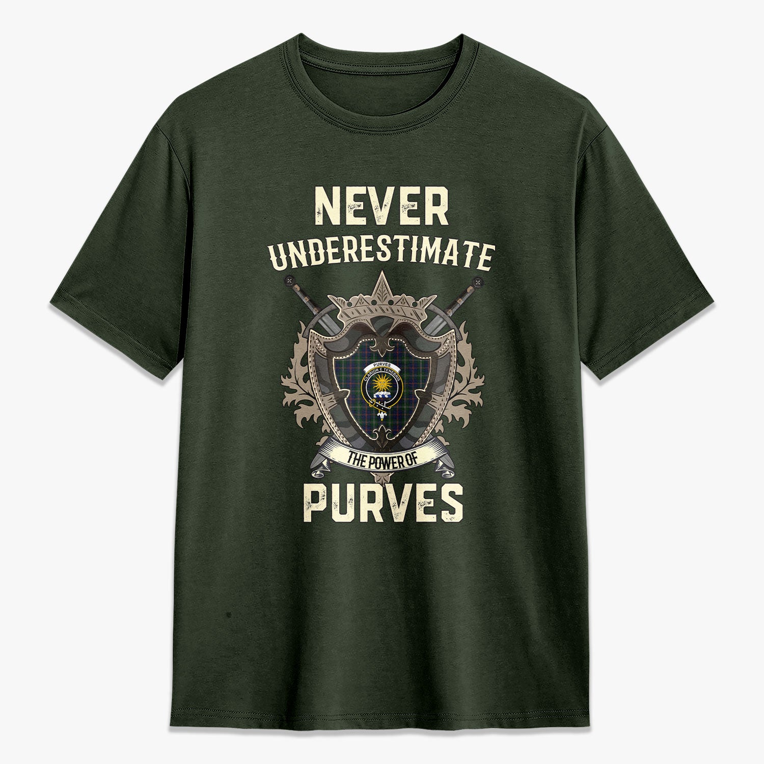 Purves Tartan Crest 2D T-shirt - Never Underestimate Style