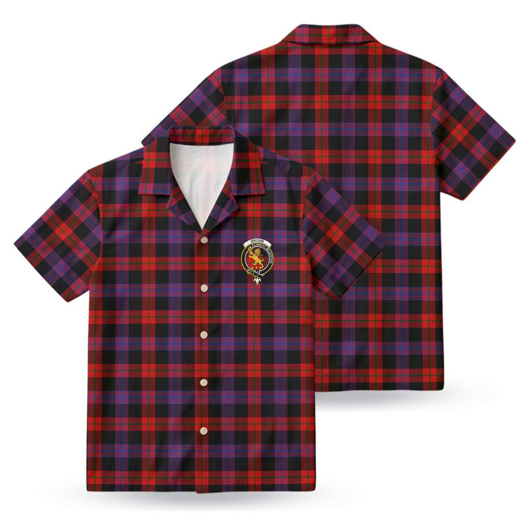 Broun Modern Tartan Crest Hawaiian Shirt