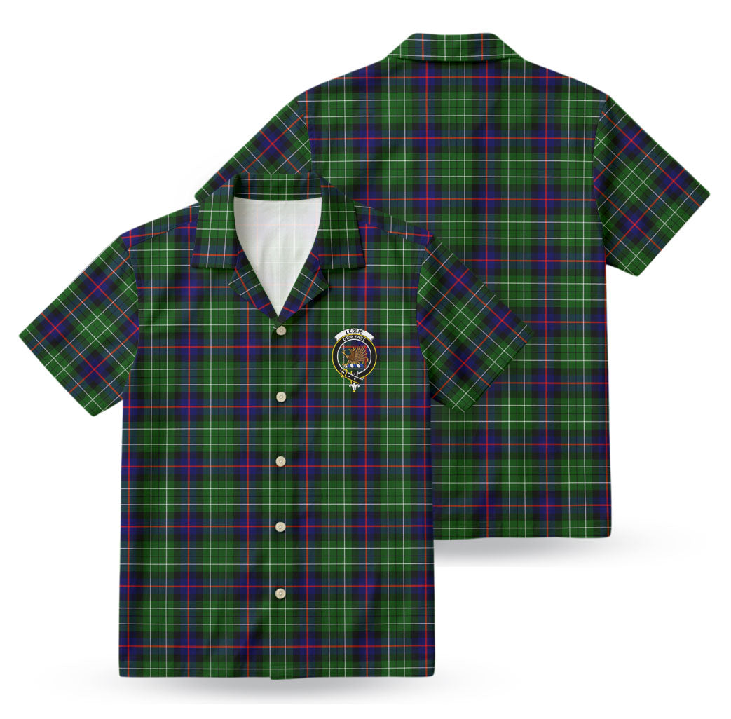 Leslie Hunting Tartan Crest Hawaiian Shirt