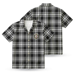 Menzies Black - White Modern Tartan Crest Hawaiian Shirt