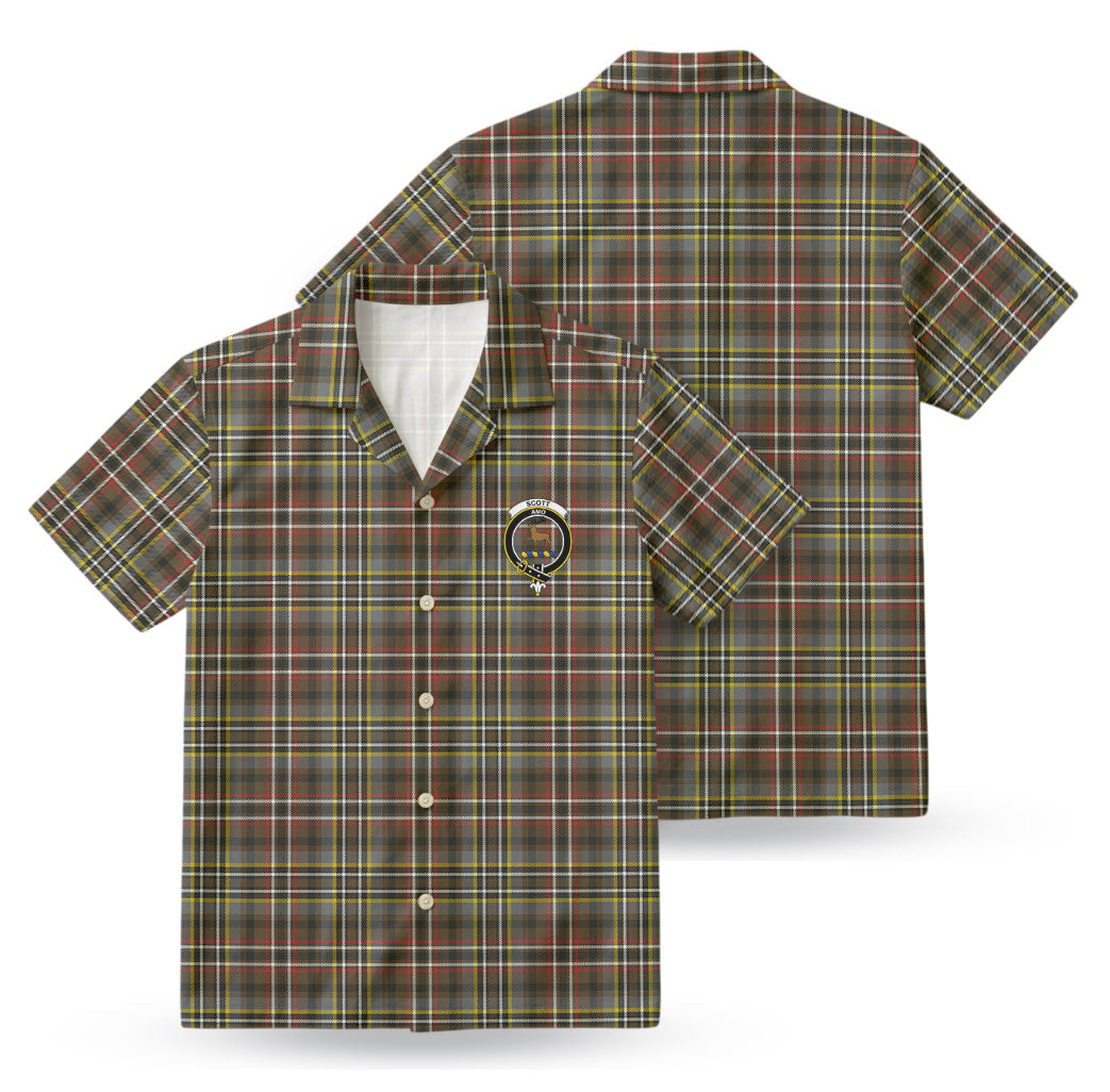 Scott Green Weathered Tartan Crest Hawaiian Shirt