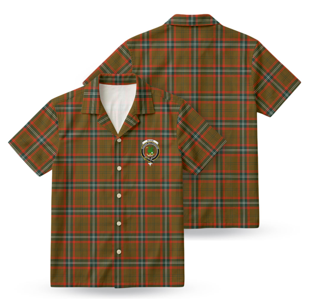 Seton Hunting Modern Tartan Crest Hawaiian Shirt