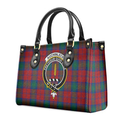 Auchinleck Tartan Crest Leather Handbag