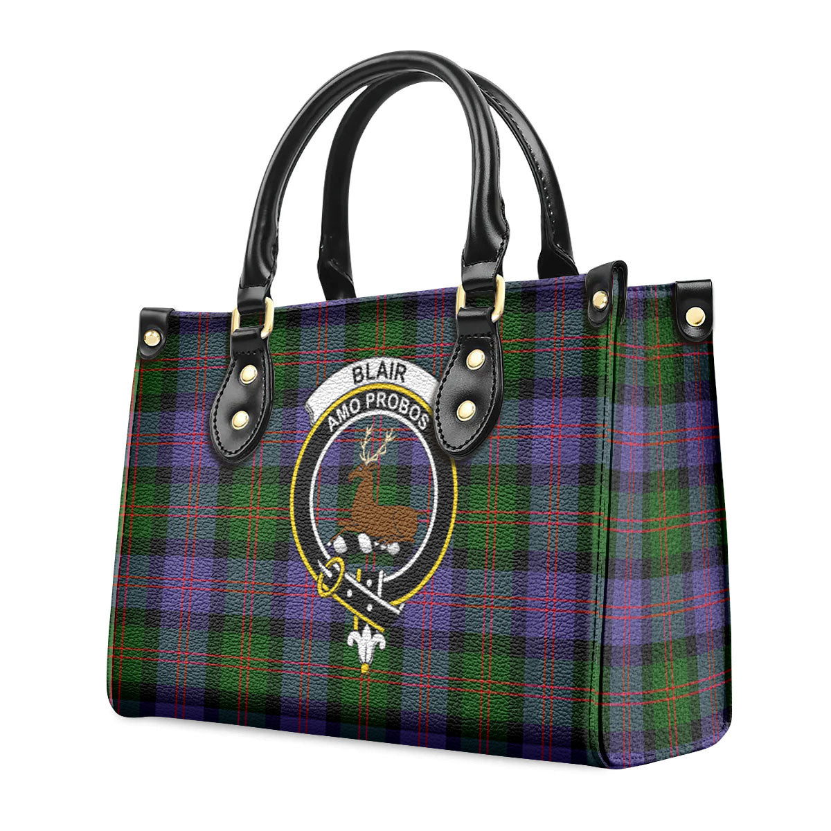 Blair Modern Tartan Crest Leather Handbag