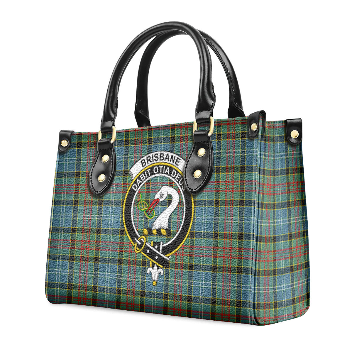 Brisbane Tartan Crest Leather Handbag