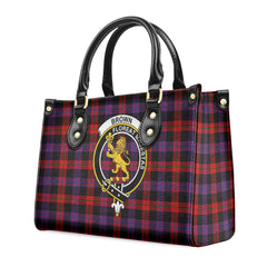 Brown Modern Tartan Crest Leather Handbag