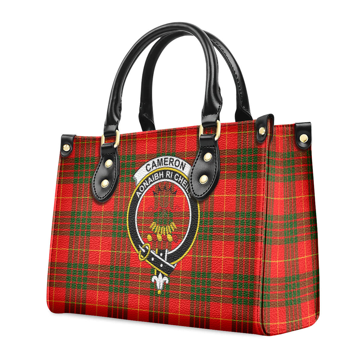 Cameron Modern Tartan Crest Leather Handbag