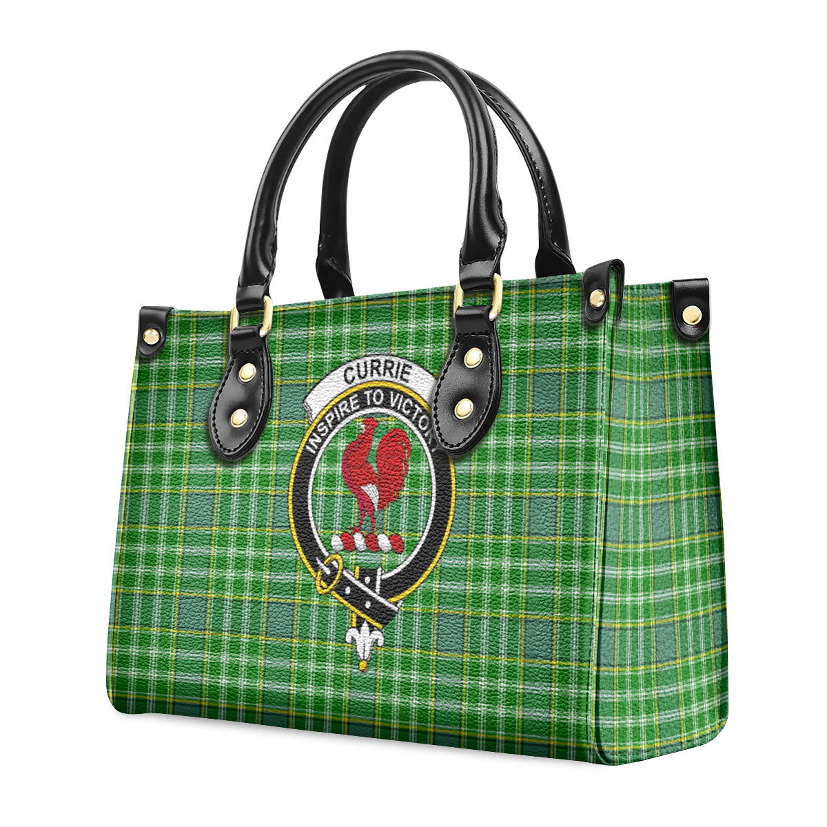 Currie Tartan Crest Leather Handbag